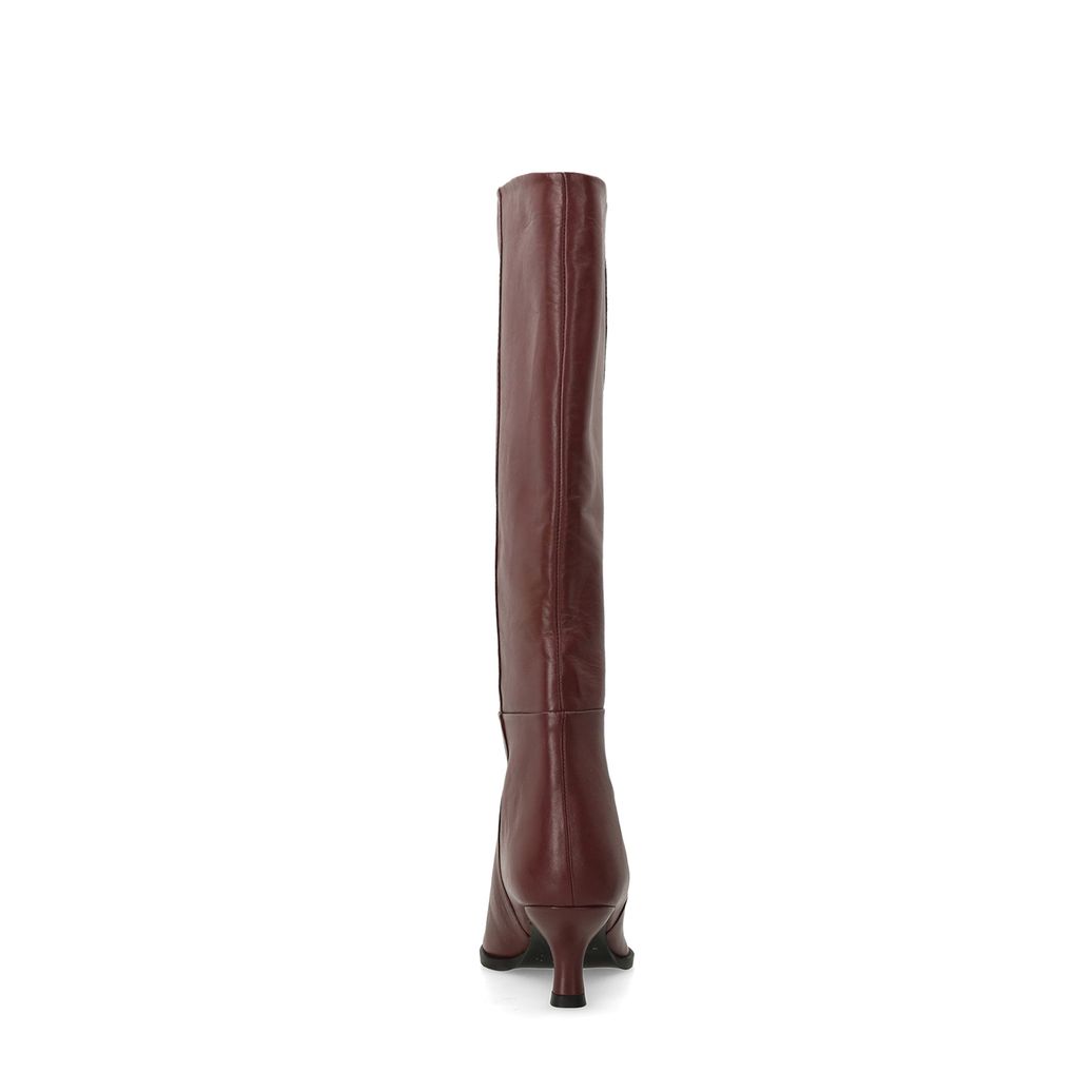 Bottes hautes à talon en cuir - rouge