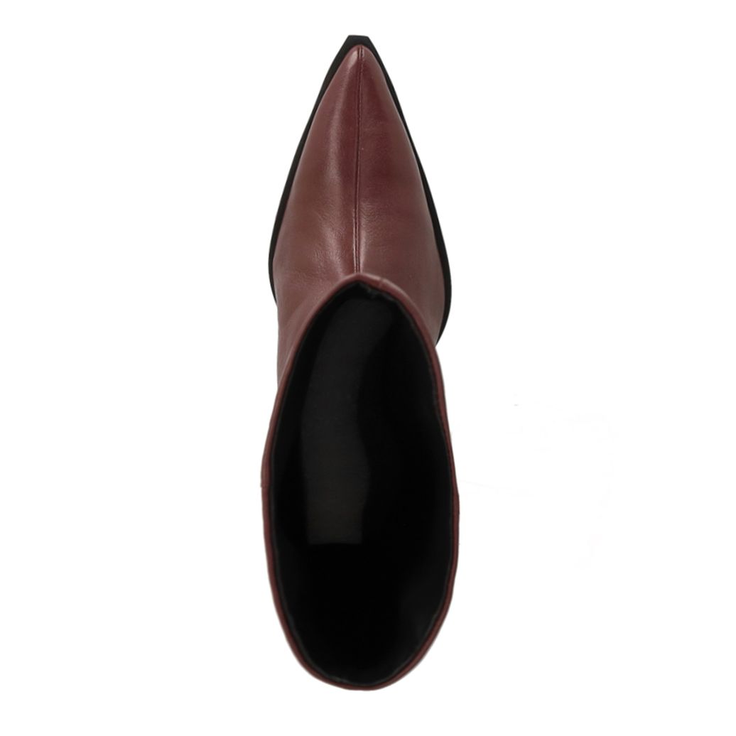 Bottes hautes à talon en cuir - rouge