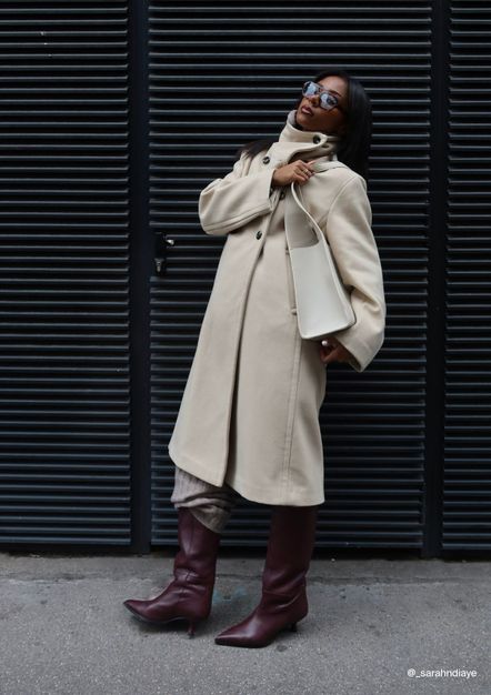 Bordeauxrote Lederstiefel mit Absatz