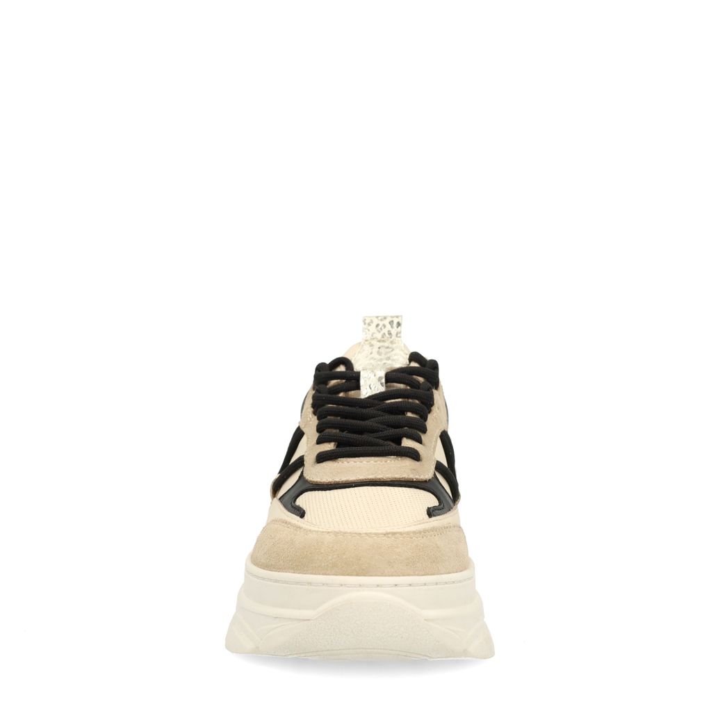 Beige sneakers met animal print details