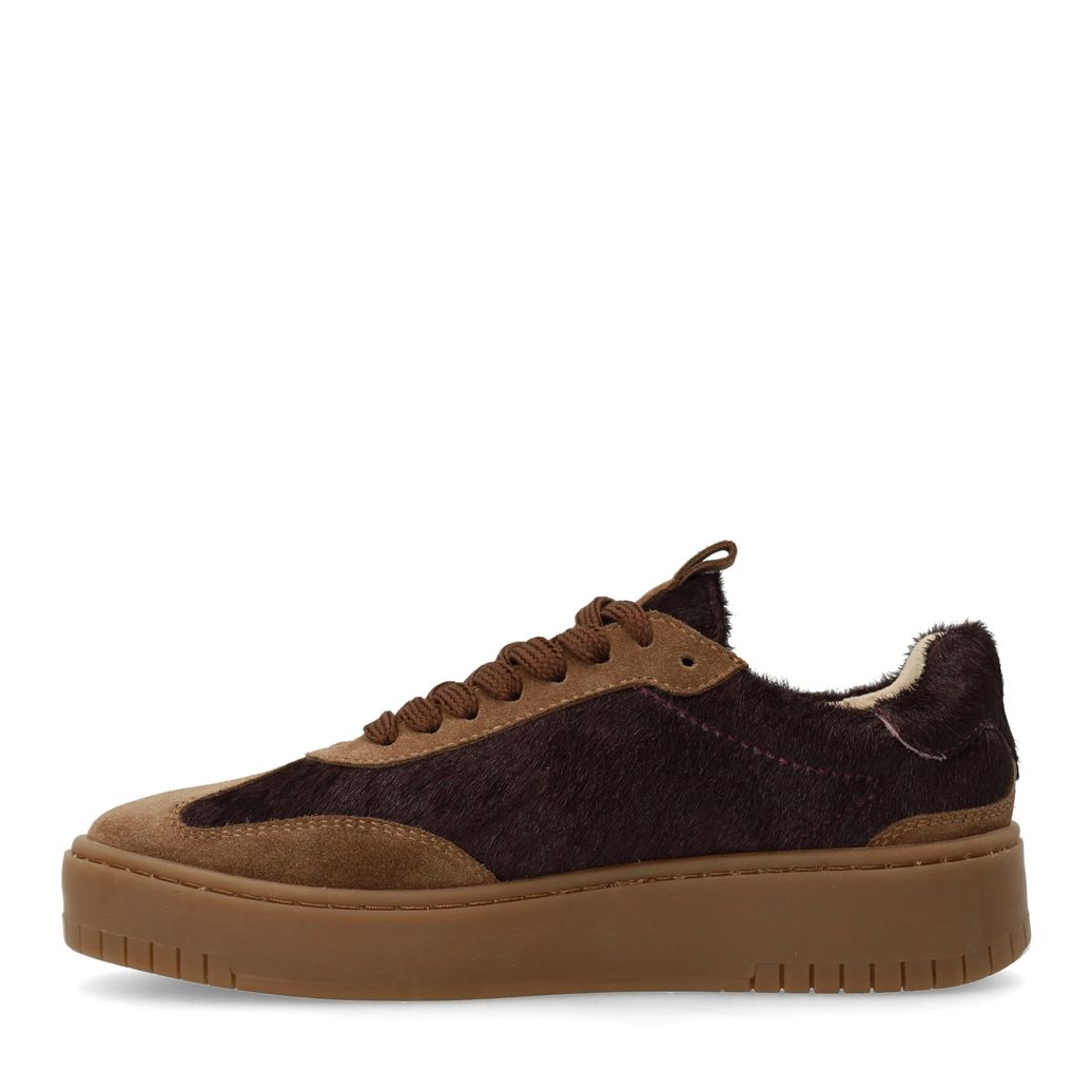 Baskets en daim avec effet poils de poney - marron