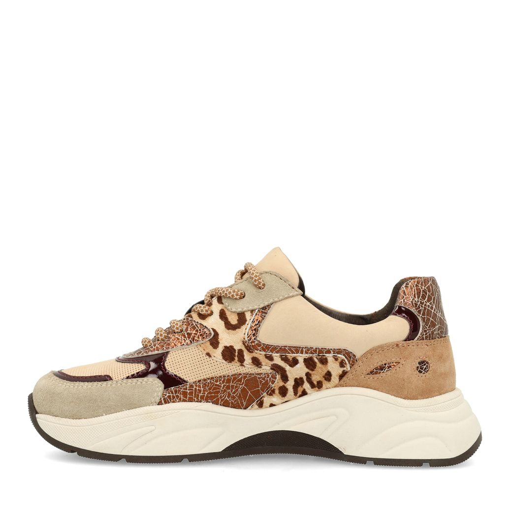 Beige sneakers met cow print