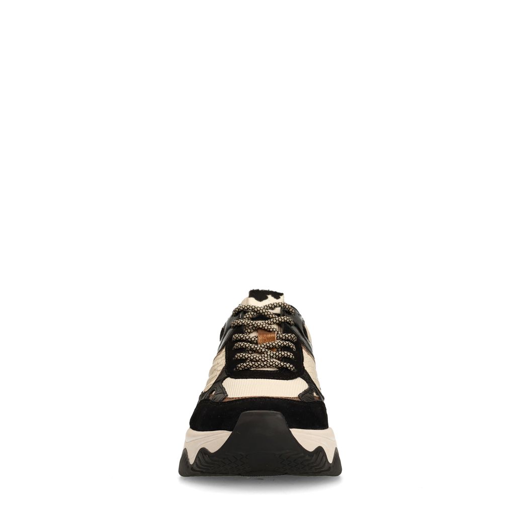 Zwarte leren cow print sneakers