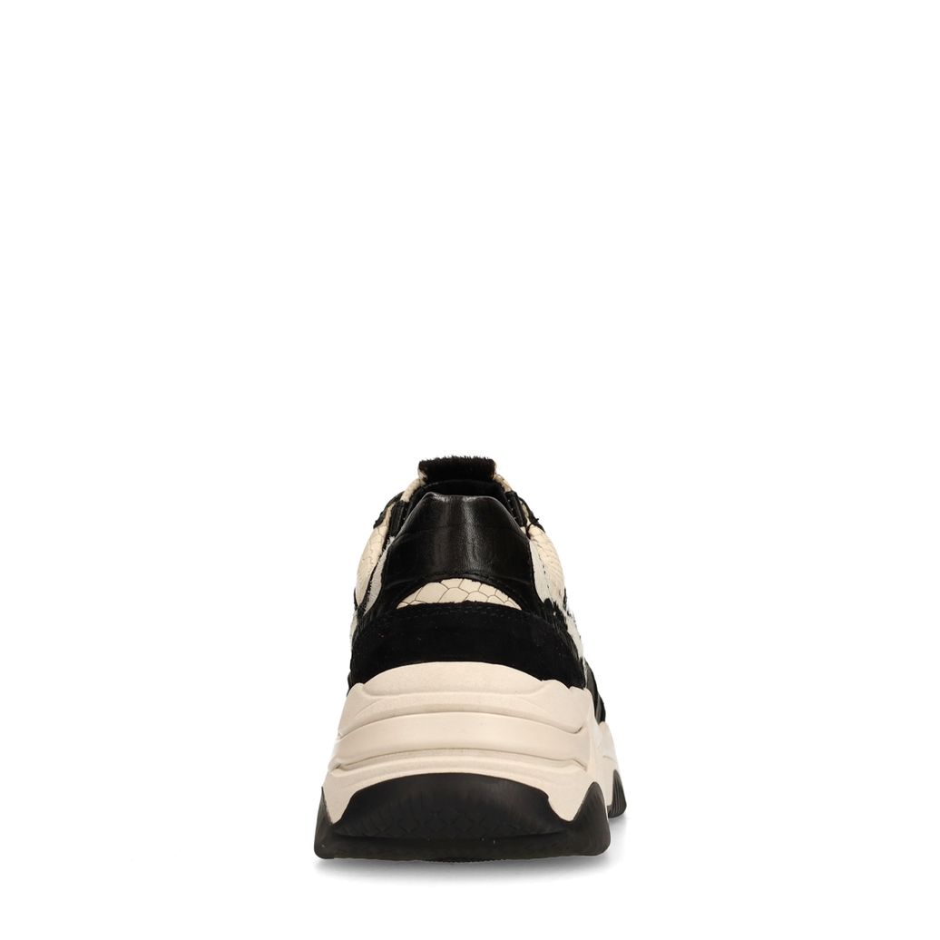 Zwarte leren cow print sneakers