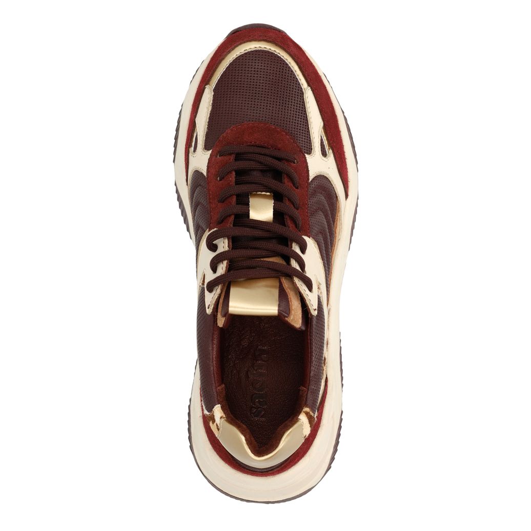 Burgundy sneakers met leopard details