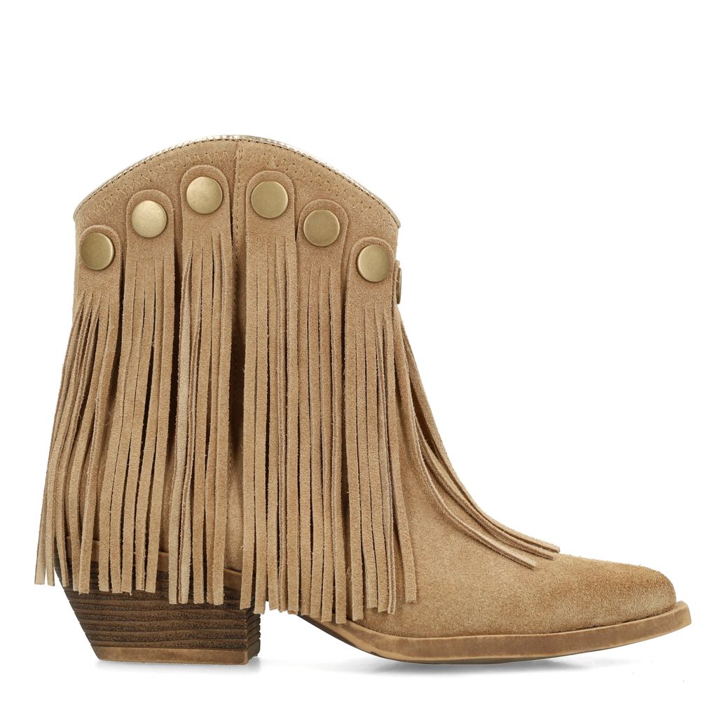 Santiags en daim avec franges - beige