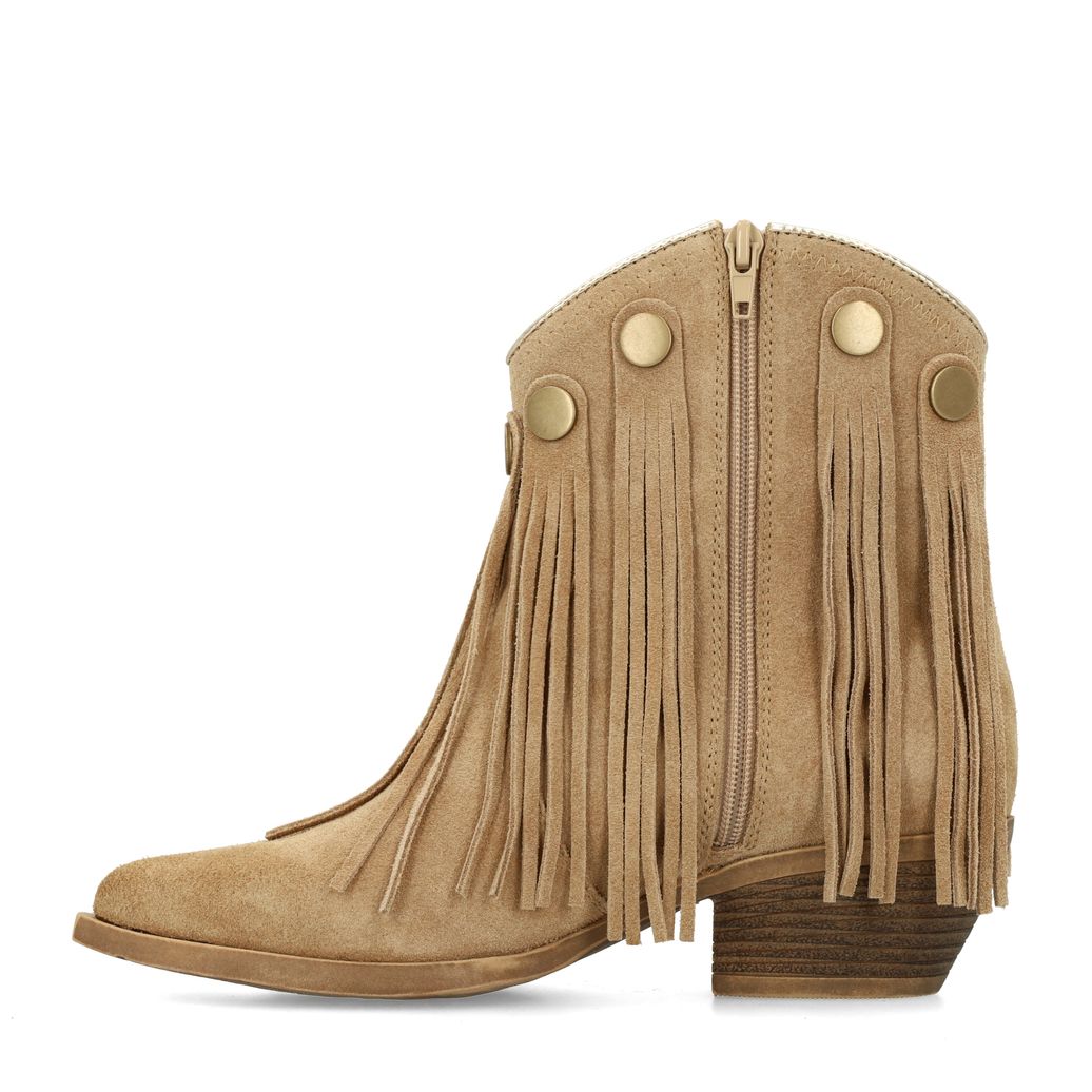 Santiags en daim avec franges - beige