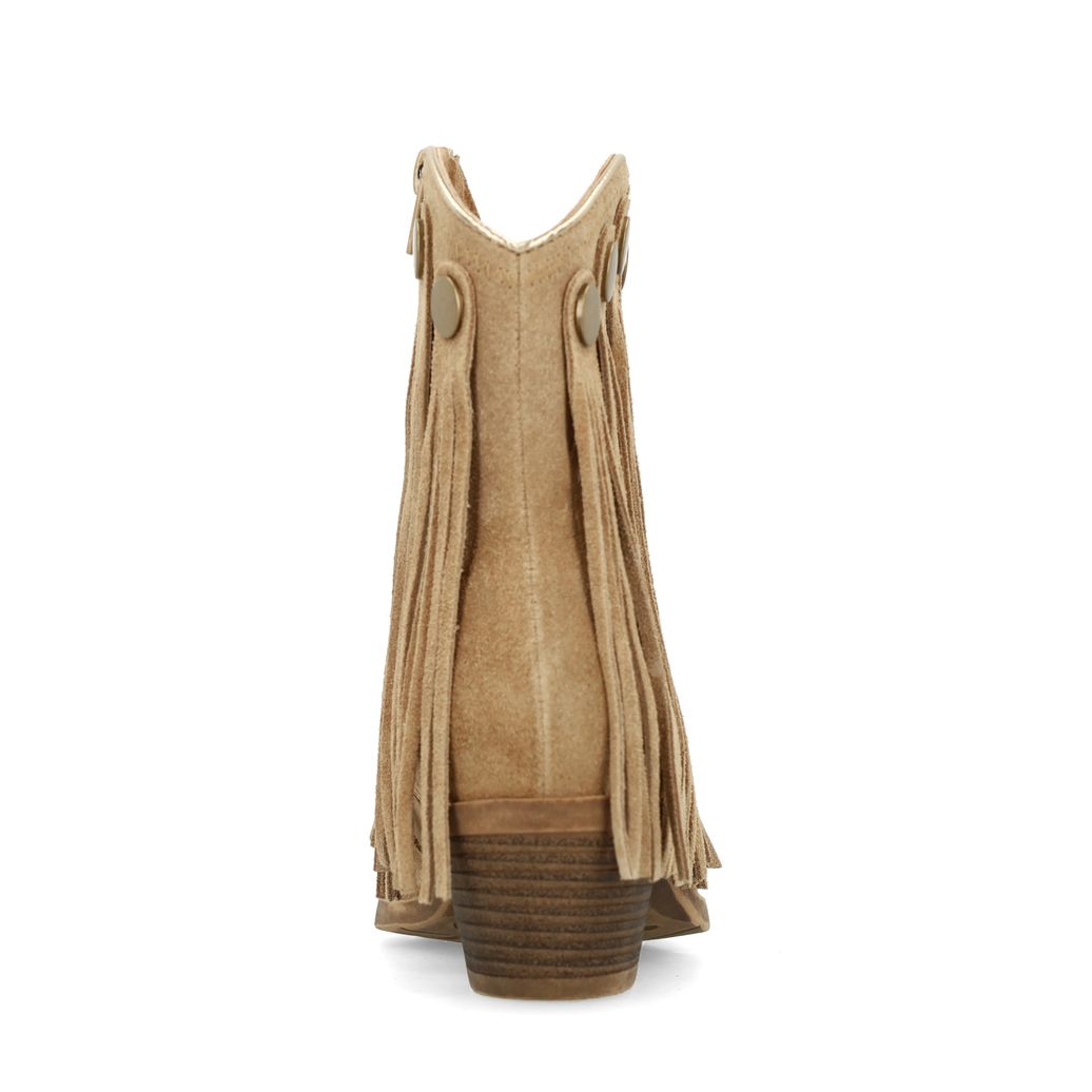 Santiags en daim avec franges - beige