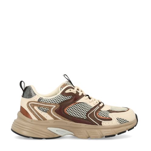 Bruine sneakers met multicolor details