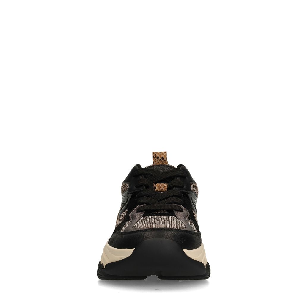 Zwarte sneakers met snake print details