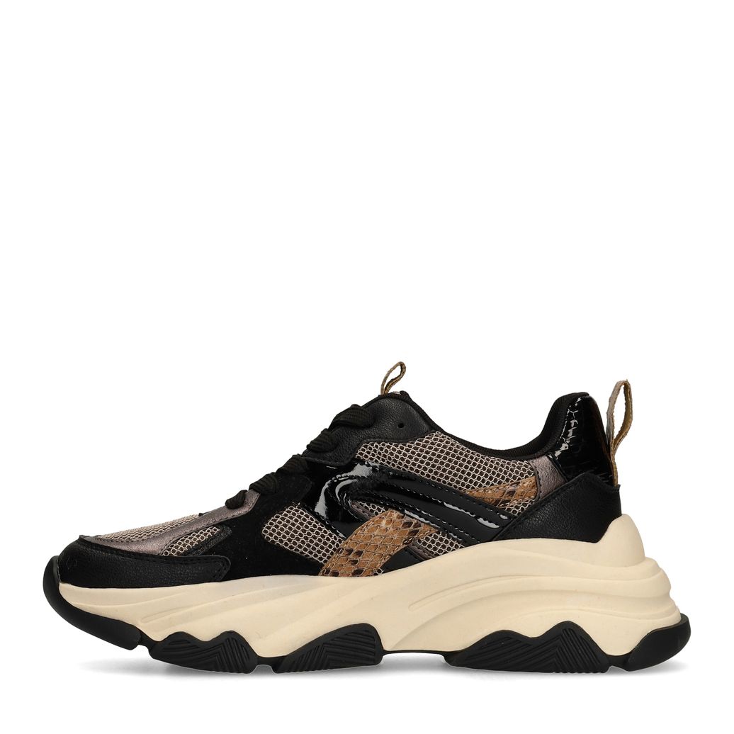 Zwarte sneakers met snake print details
