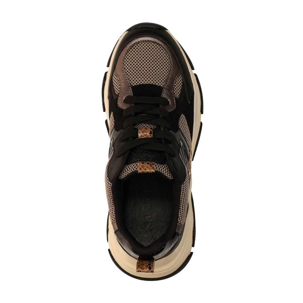 Zwarte sneakers met snake print details