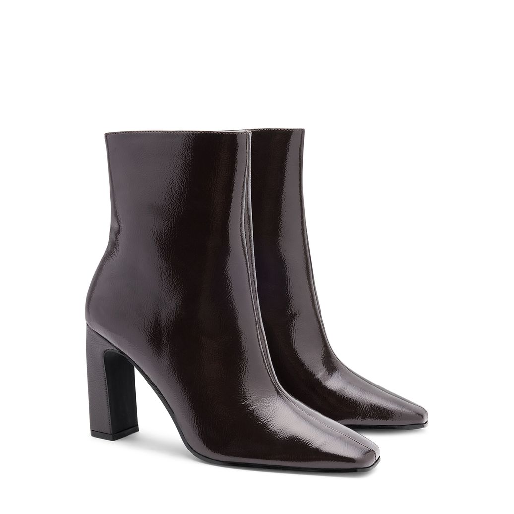 Bottines à talon vernies - rouge