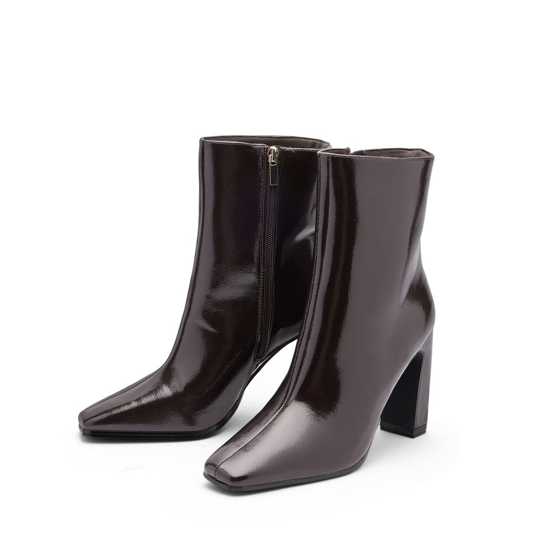 Bottines à talon vernies - rouge