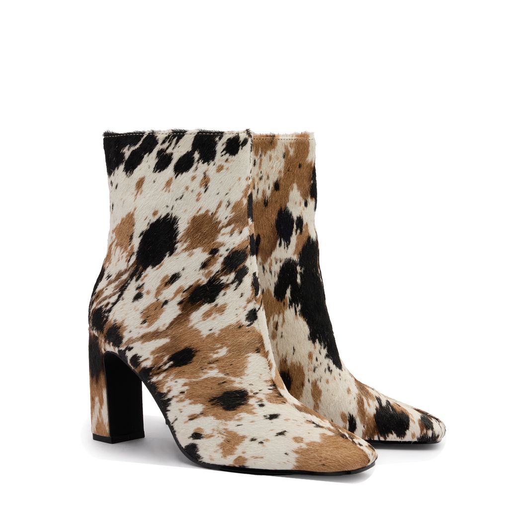 Bottines à talon avec imprimé vache