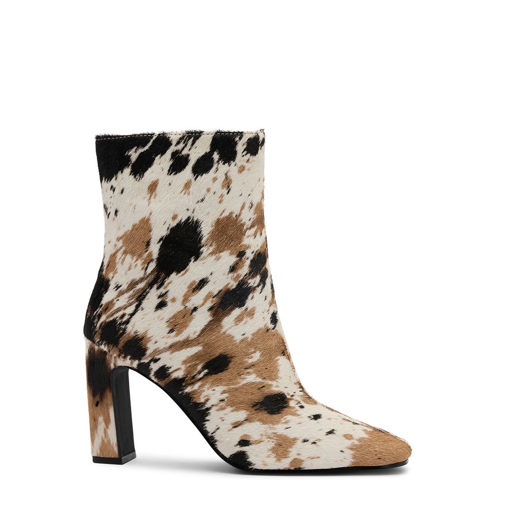 Bottines à talon avec imprimé vache