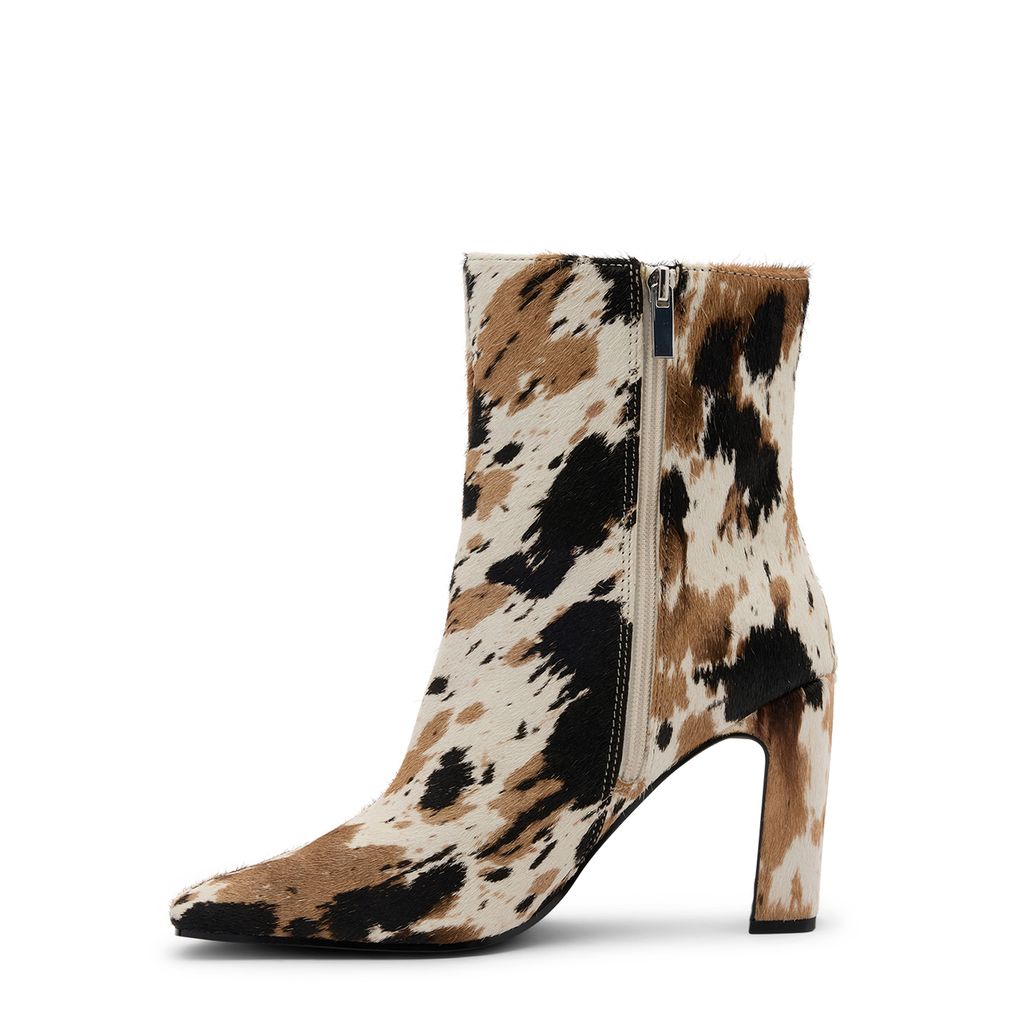 Bottines à talon avec imprimé vache