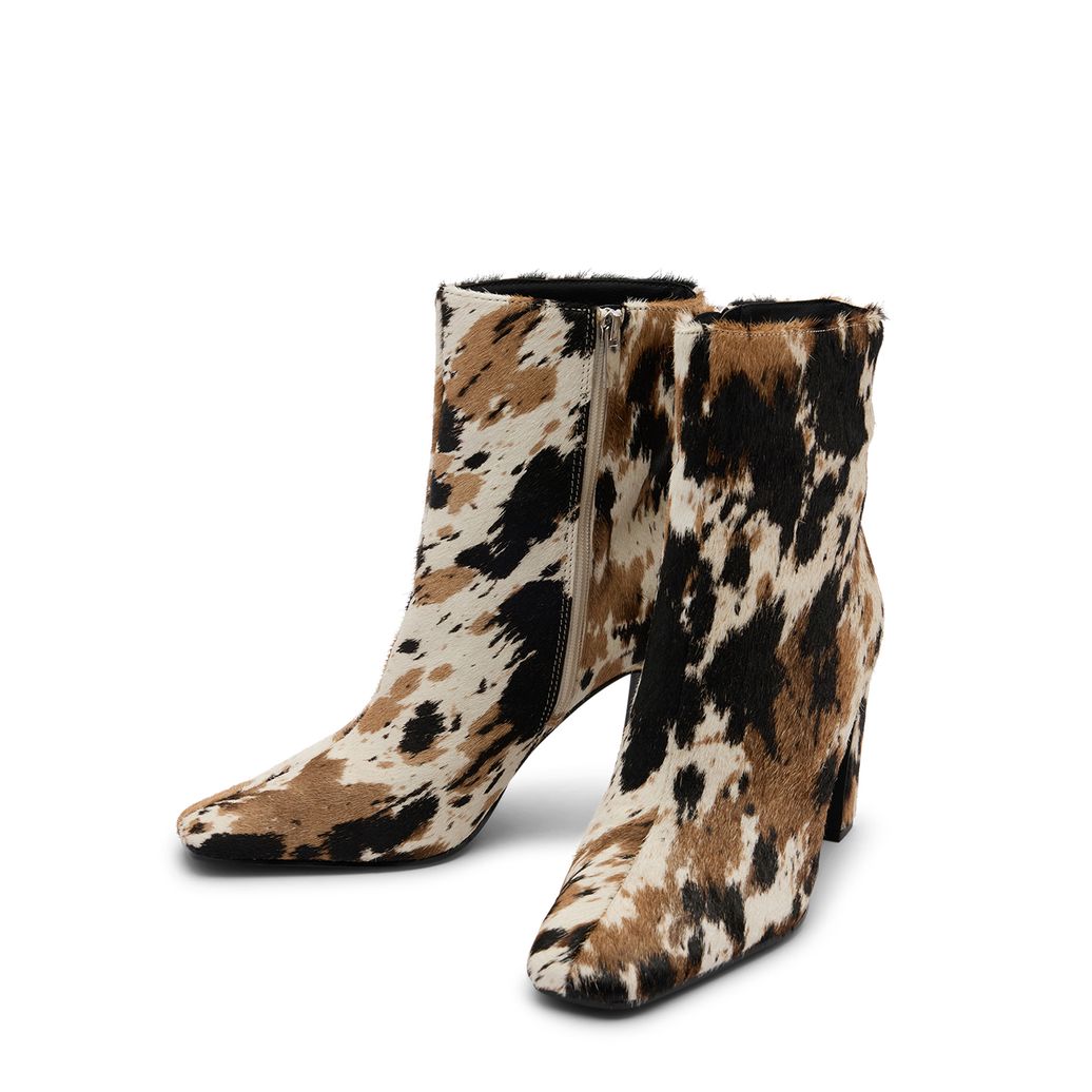 Bottines à talon avec imprimé vache