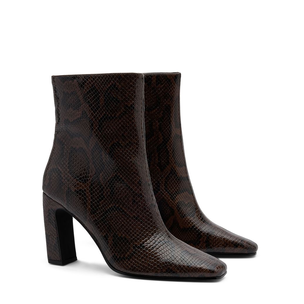 Bottines à talon serpent - marron