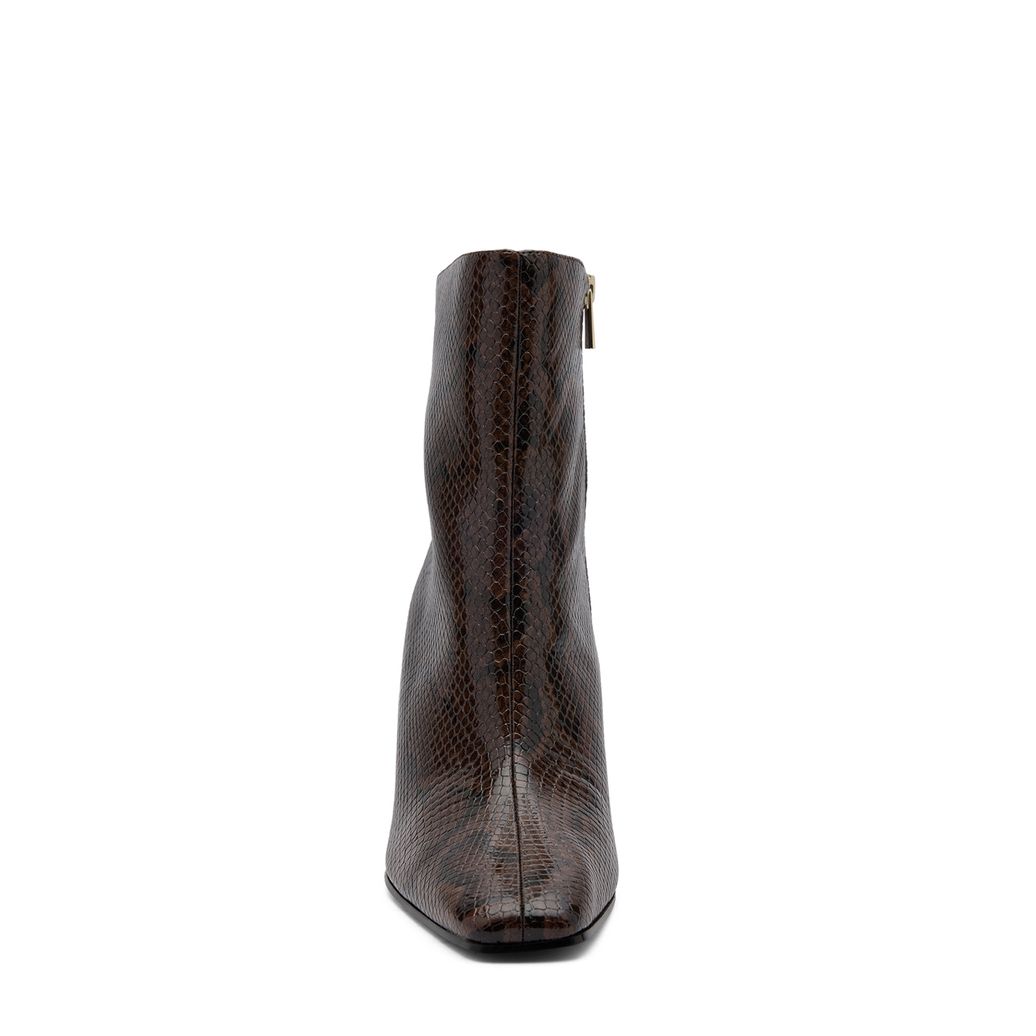 Bottines à talon serpent - marron