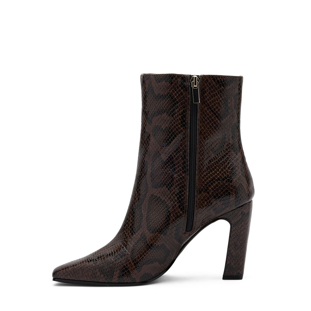 Bottines à talon serpent - marron