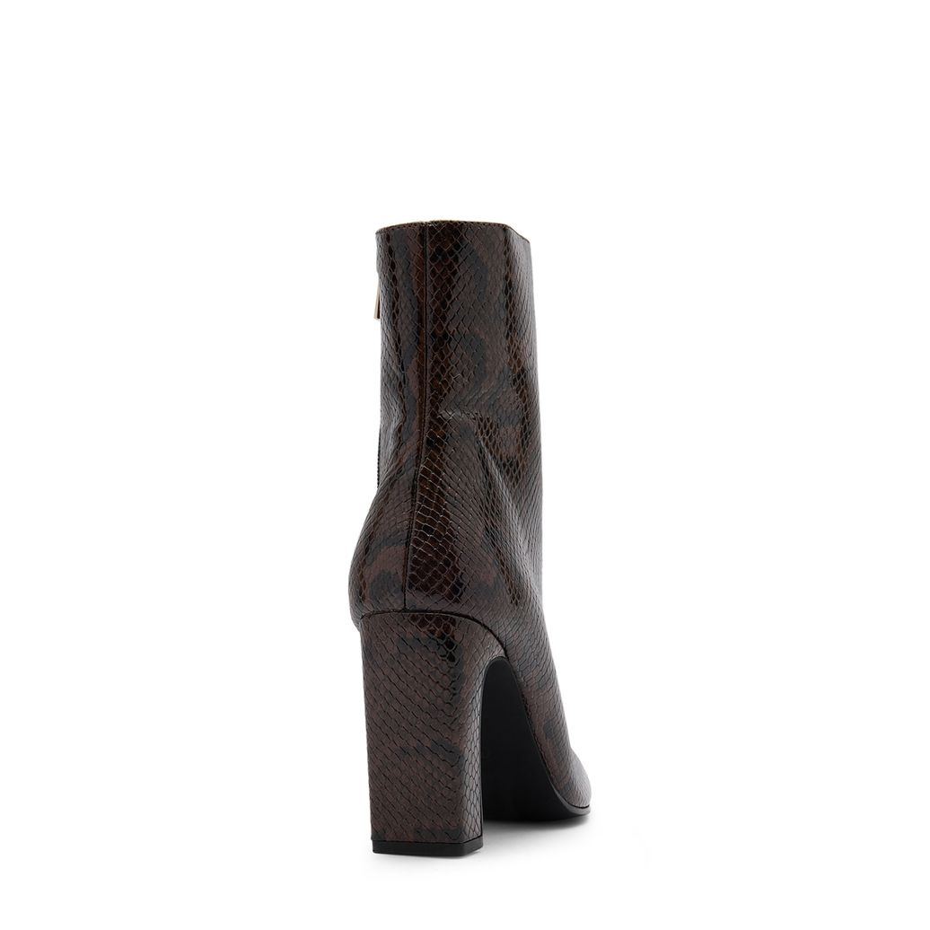 Bottines à talon serpent - marron