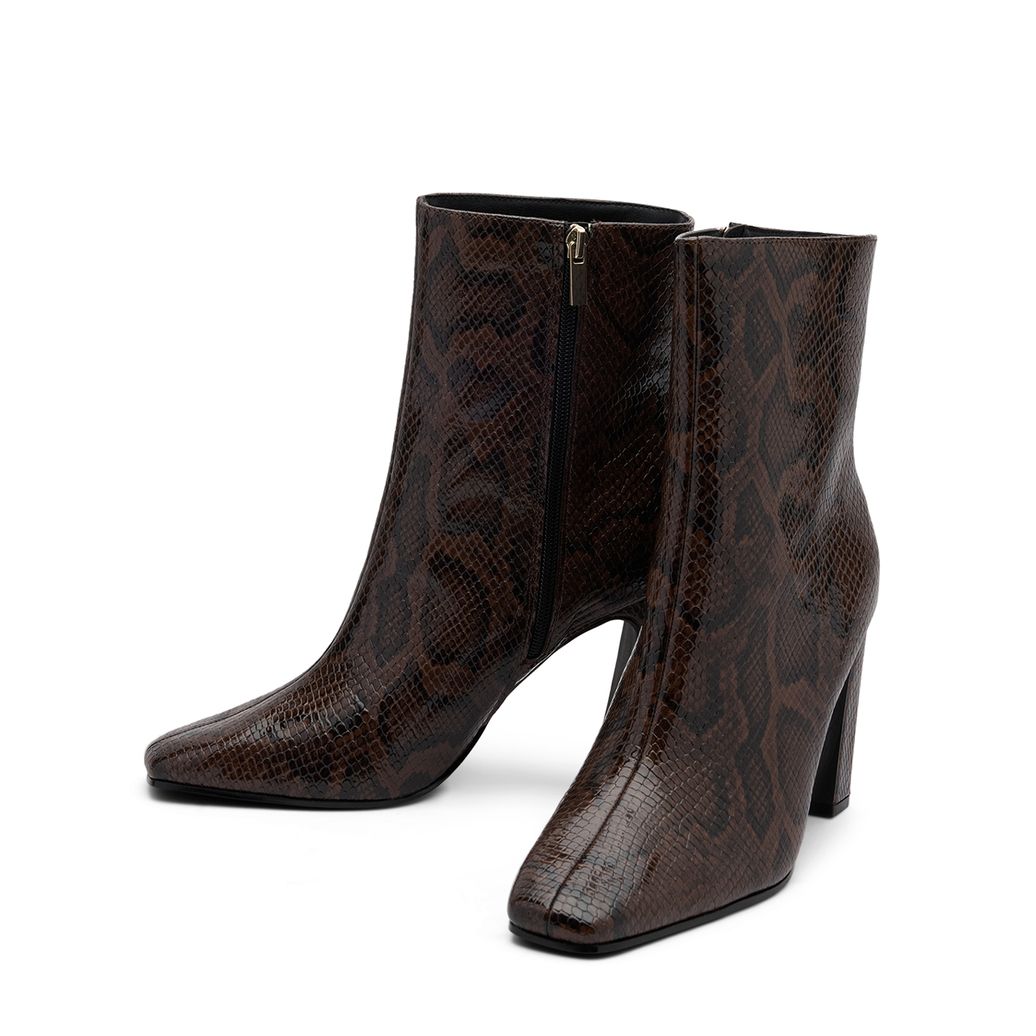 Bottines à talon serpent - marron