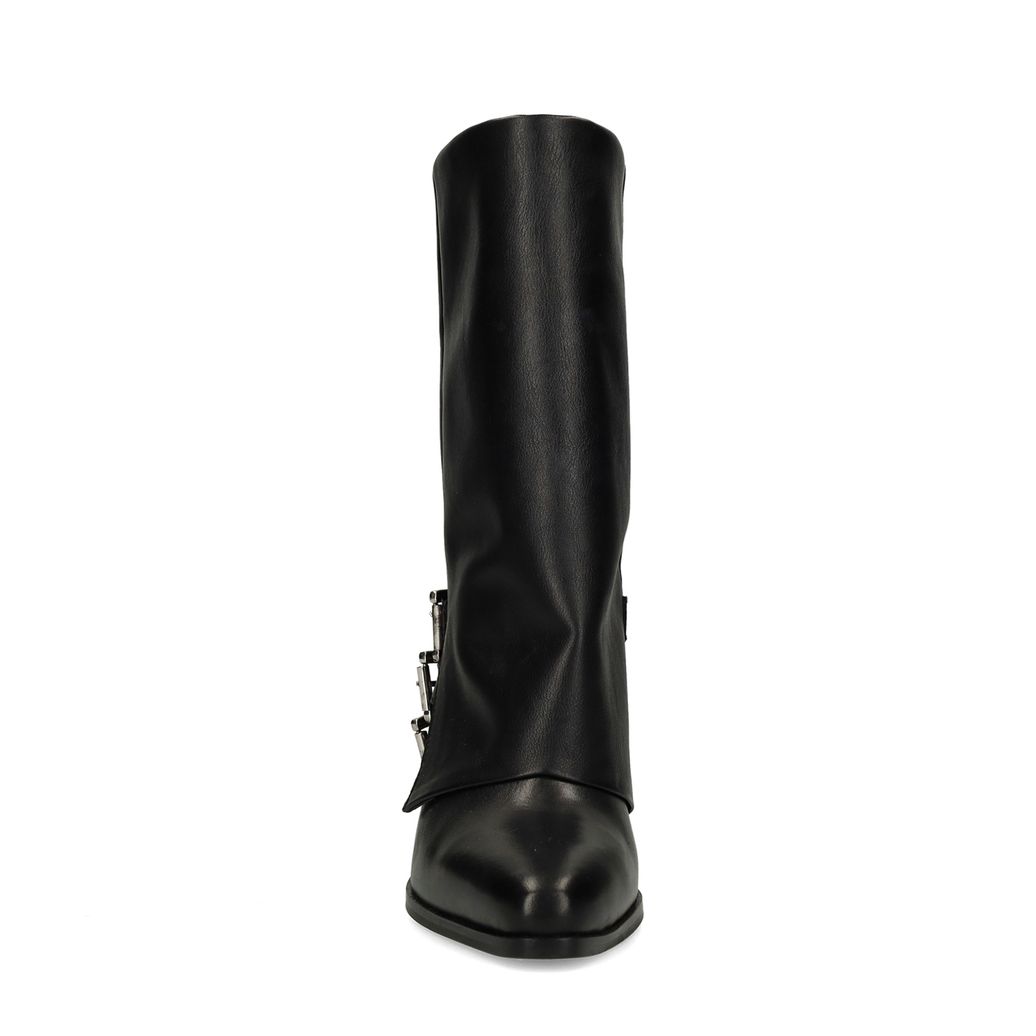 Zwarte leren biker boots met flap