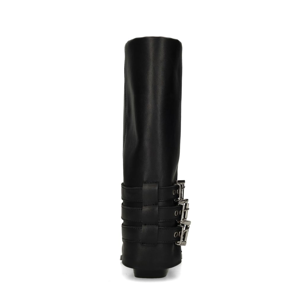 Zwarte leren biker boots met flap
