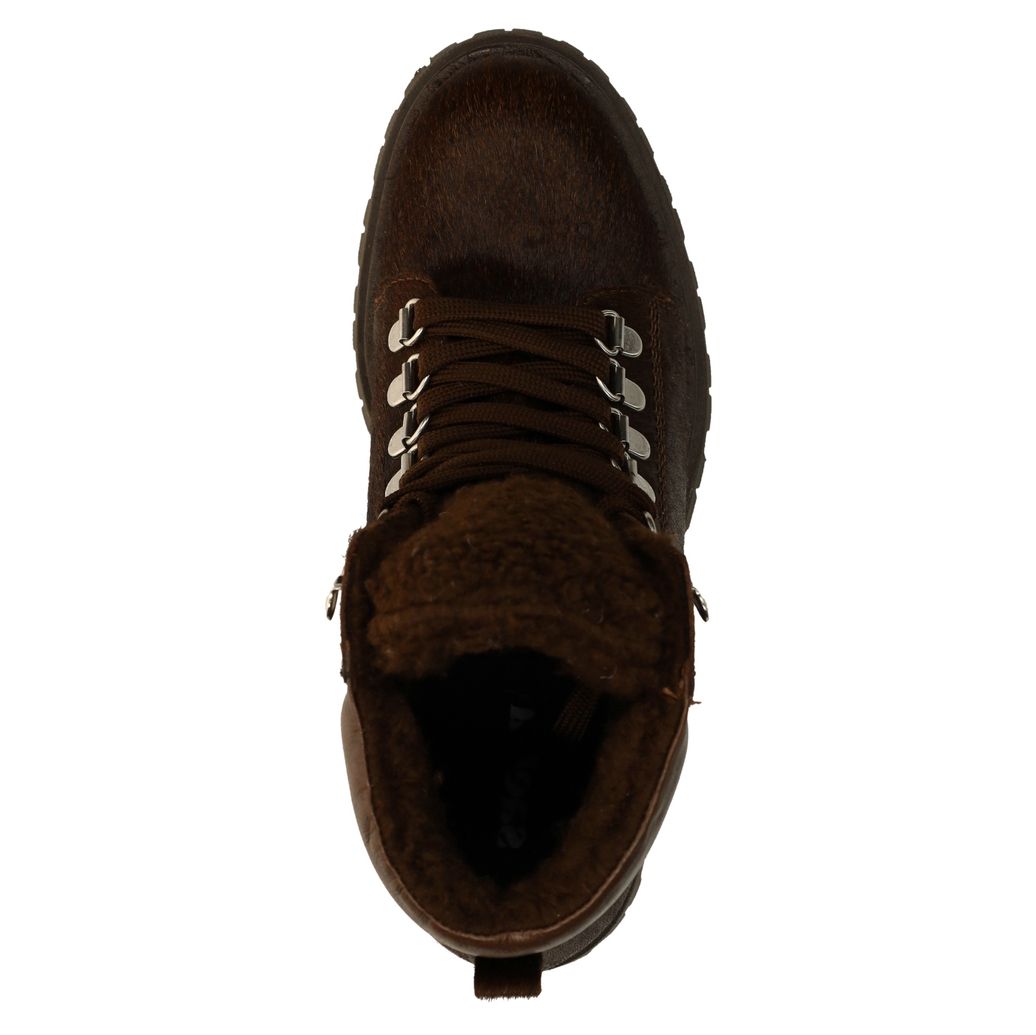 Bottines à lacets avec effet poils de poney - marron