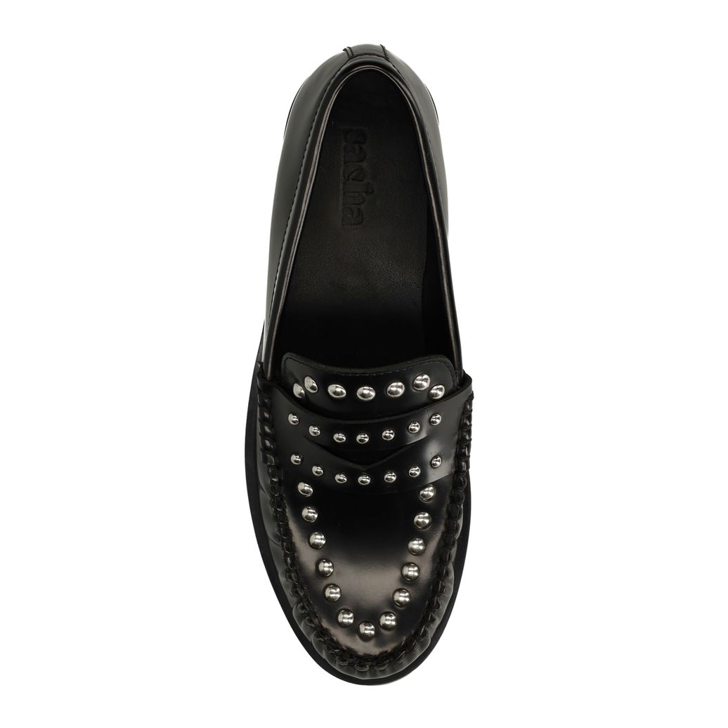Mocassins en cuir avec clous - noir