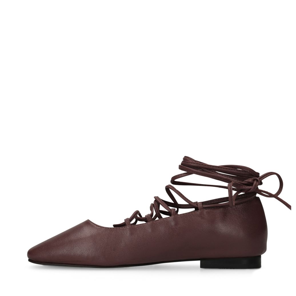 Burgundy leren ballerina's met veters