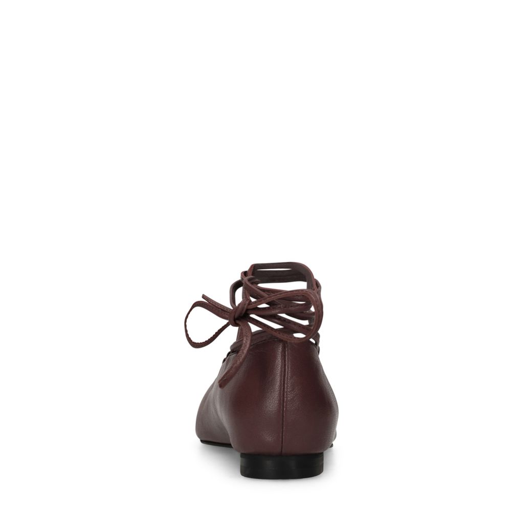 Burgundy leren ballerina's met veters
