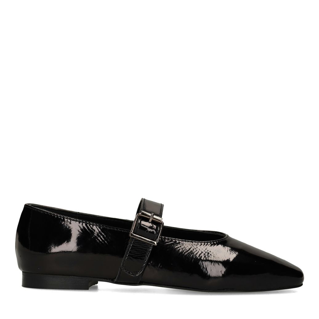 Ballerines en cuir avec boucle - noir