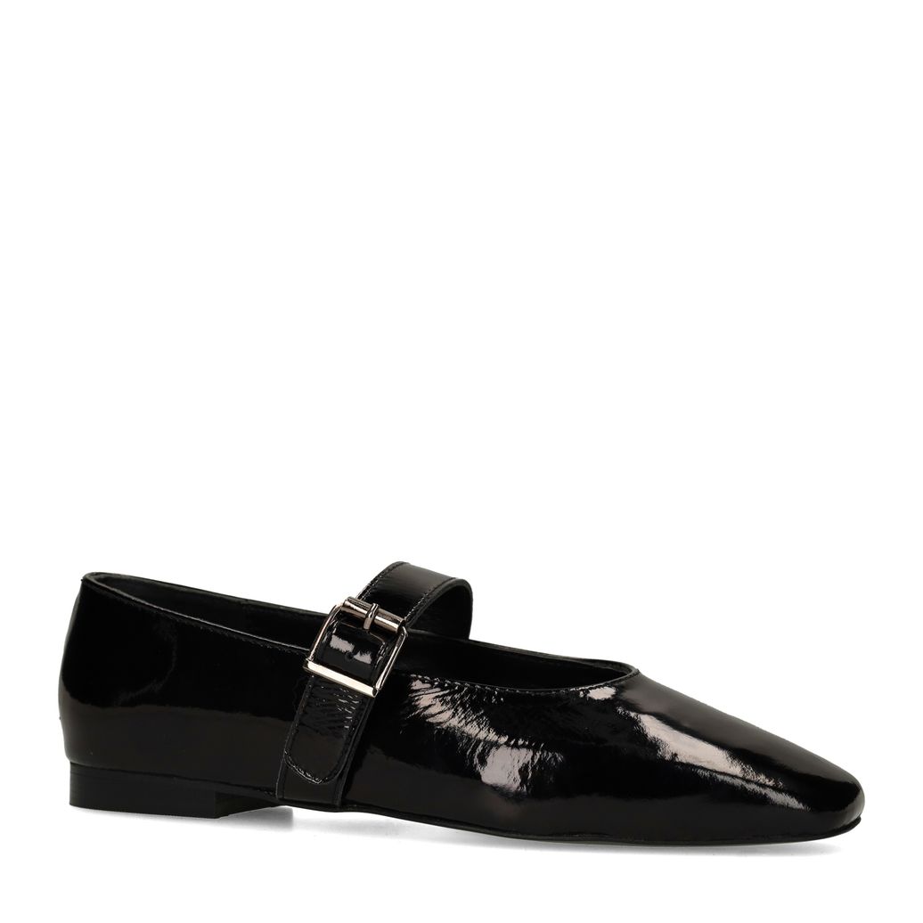 Ballerines en cuir avec boucle - noir