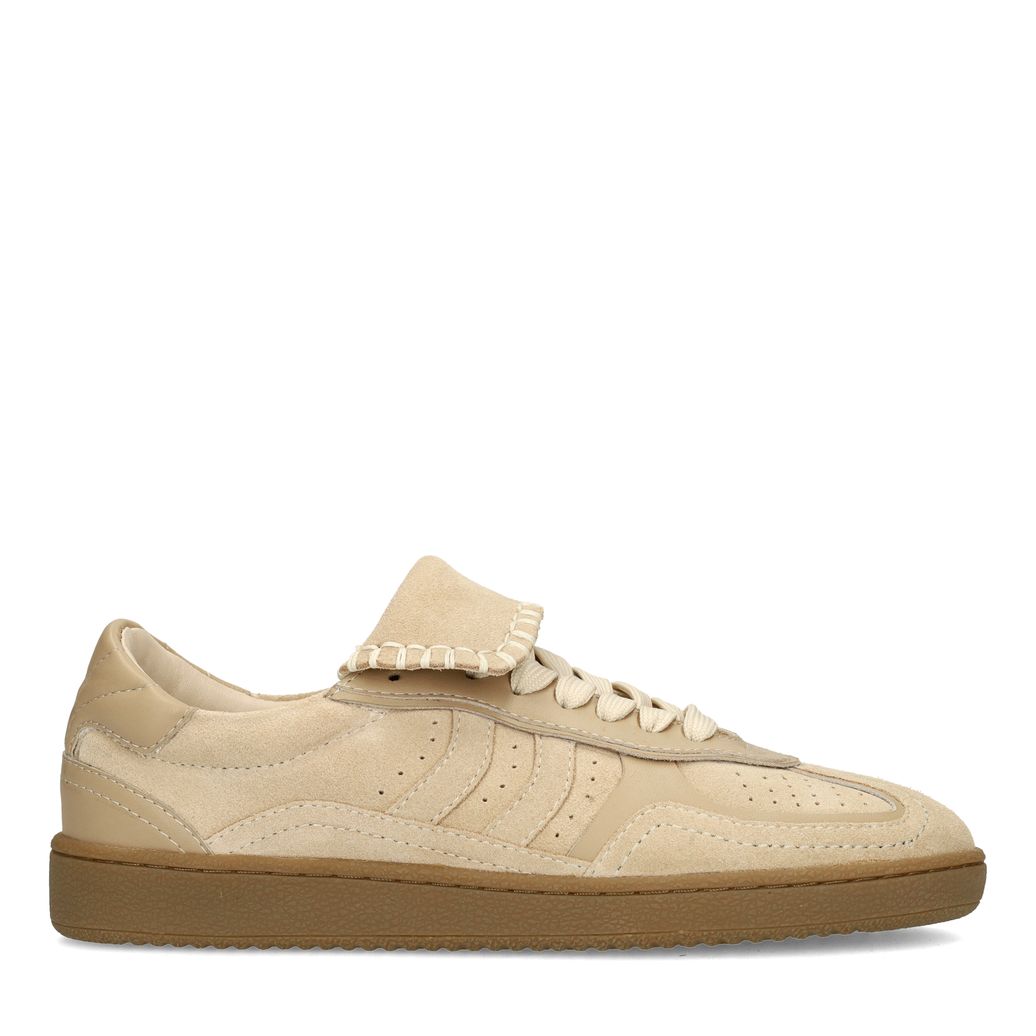 Beigefarbene Veloursleder-Sneaker