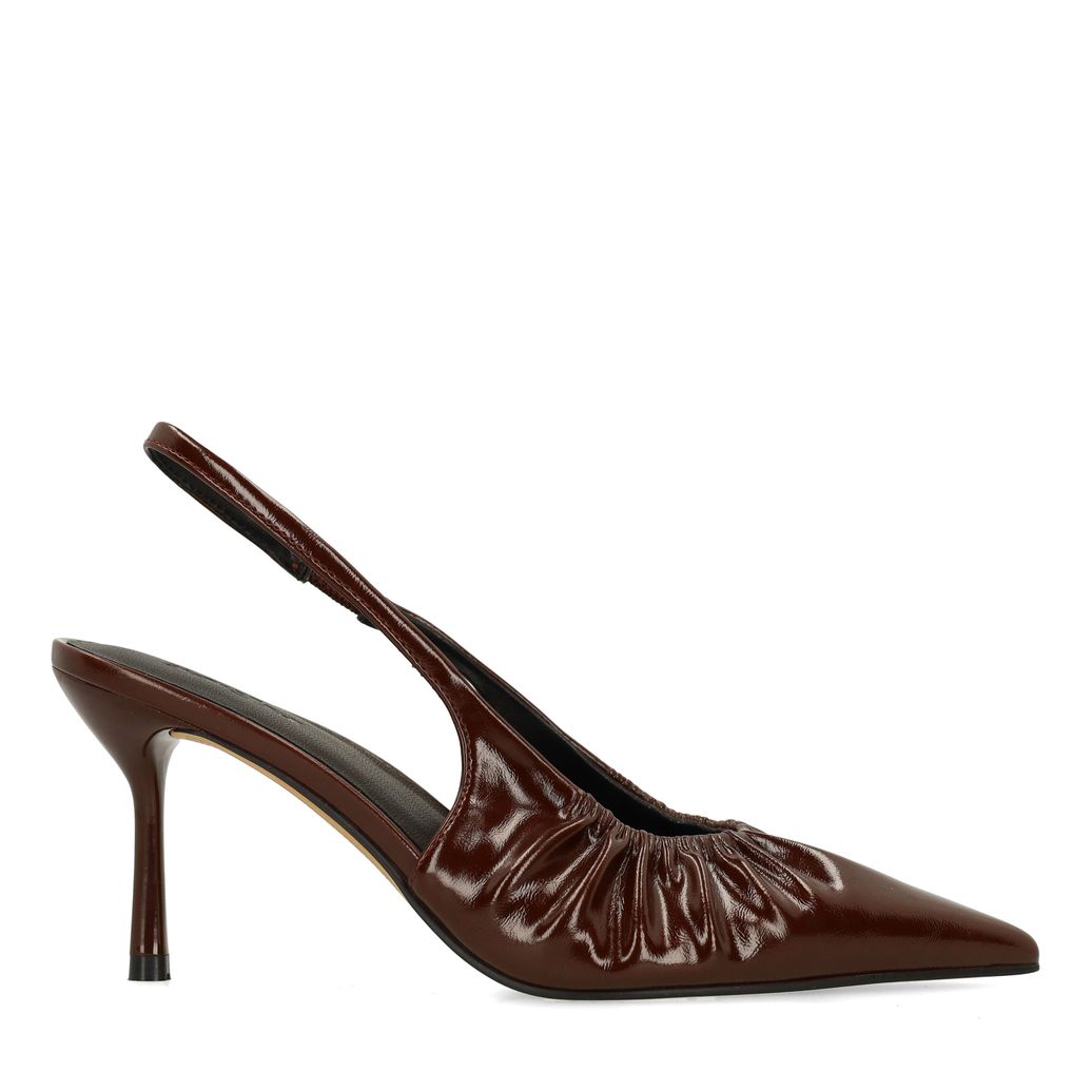 Bordeauxrote Slingbackpumps in Crinkle-Optik
