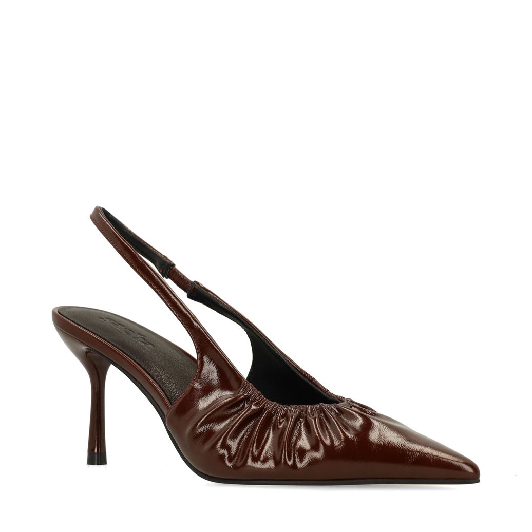 Bordeauxrote Slingbackpumps in Crinkle-Optik