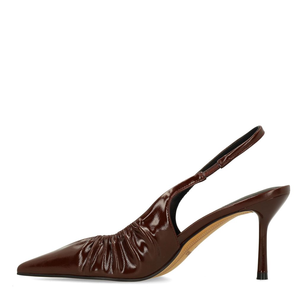 Bordeauxrote Slingbackpumps in Crinkle-Optik