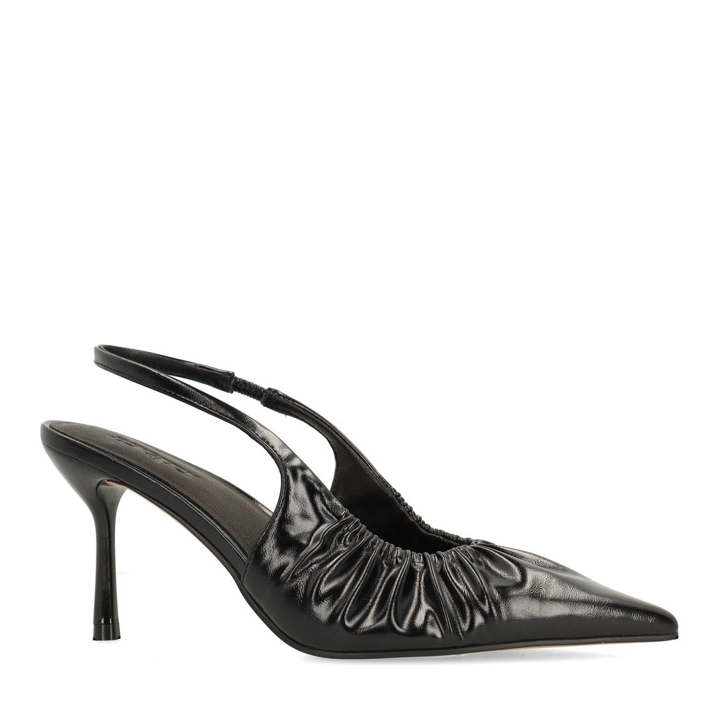 Zwarte slingback pumps met rimpel effect