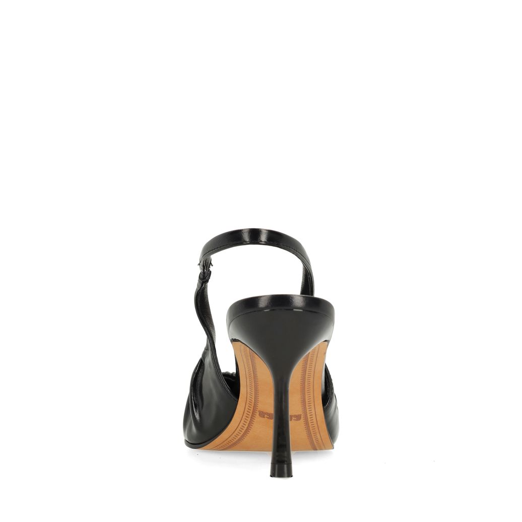 Zwarte slingback pumps met rimpel effect