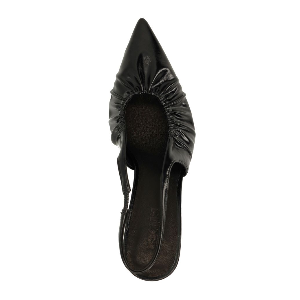 Zwarte slingback pumps met rimpel effect