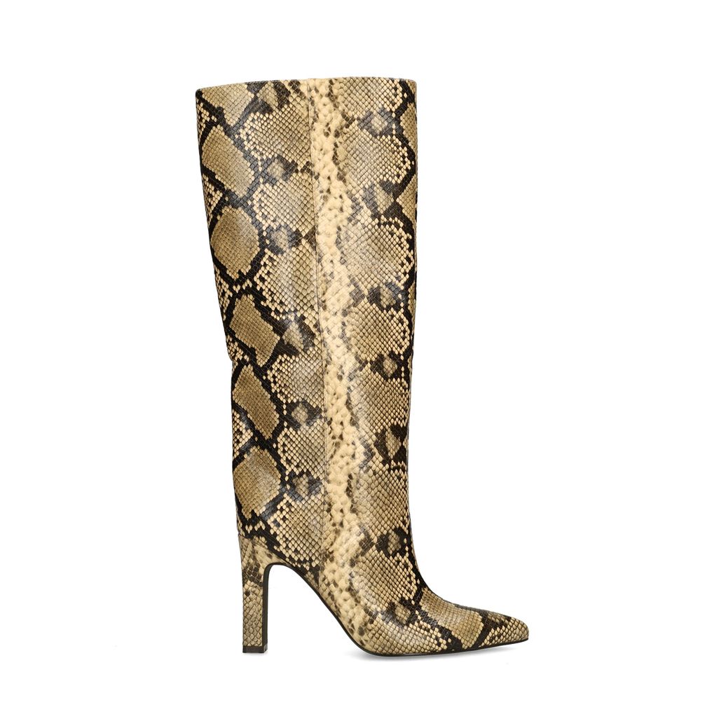 Bottes hautes à talon avec imprimé serpent