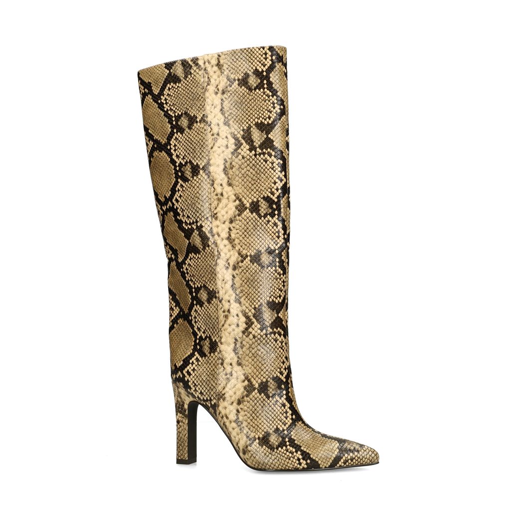 Bottes hautes à talon avec imprimé serpent