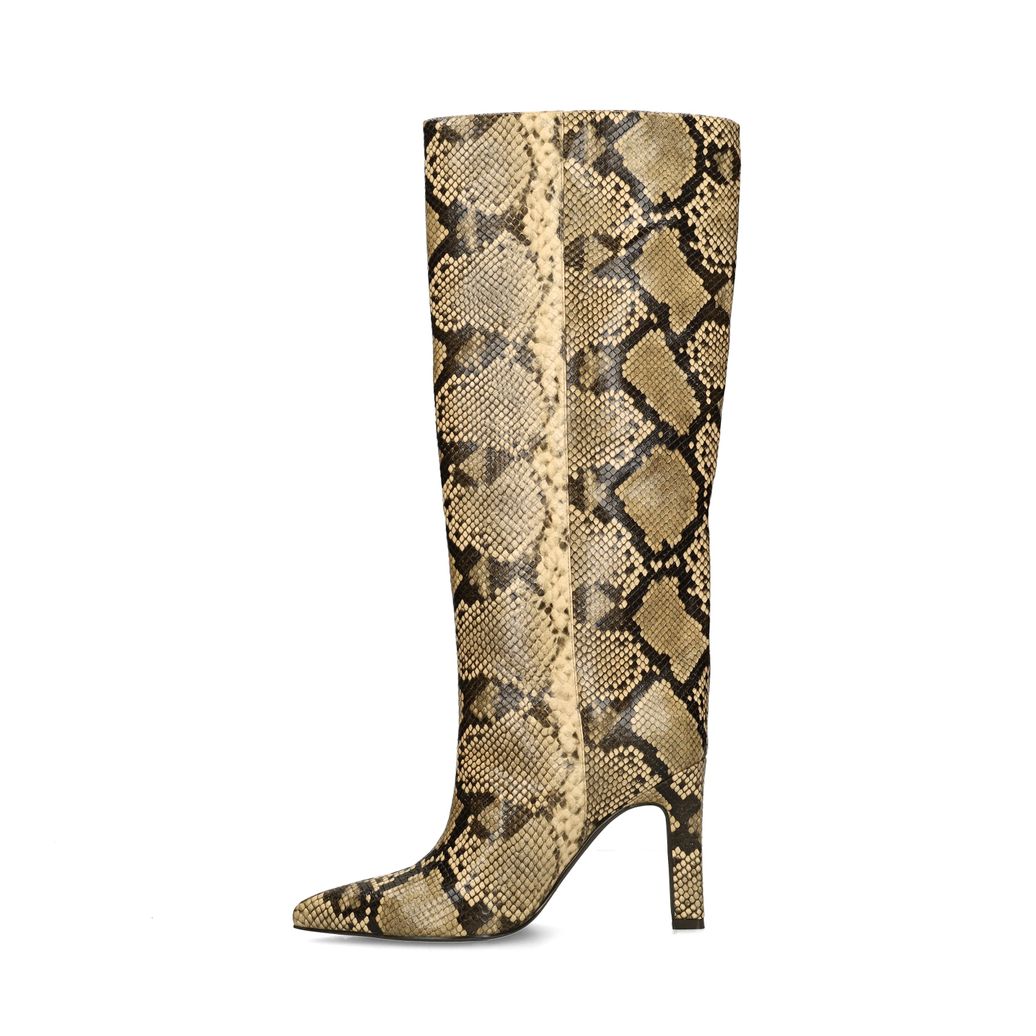 Bottes hautes à talon avec imprimé serpent