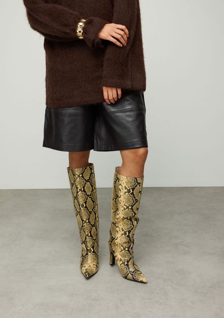 Bottes hautes à talon avec imprimé serpent