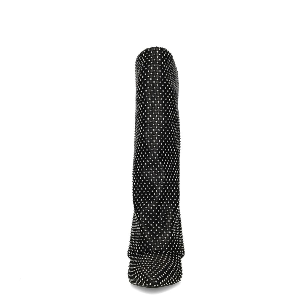 Zwarte strass laarzen met flap