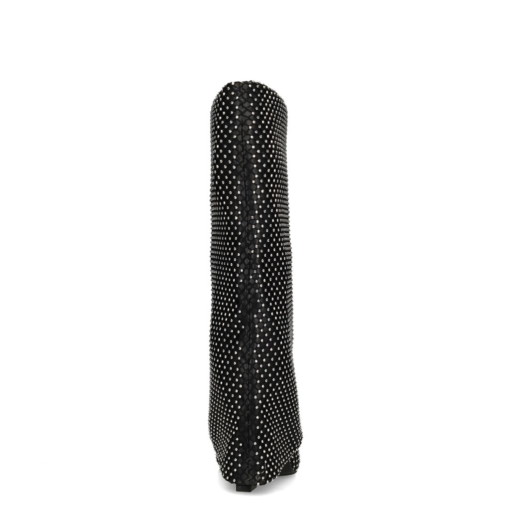 Zwarte strass laarzen met flap