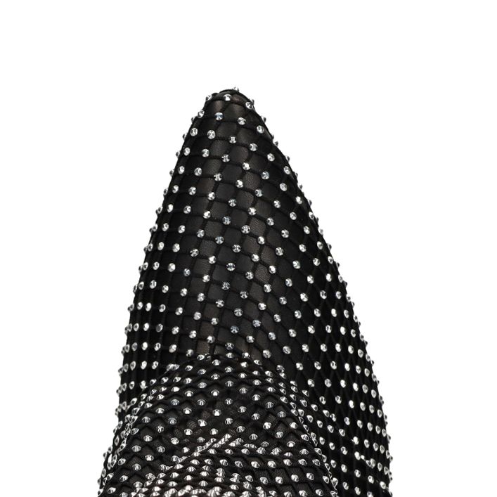 Zwarte strass laarzen met flap