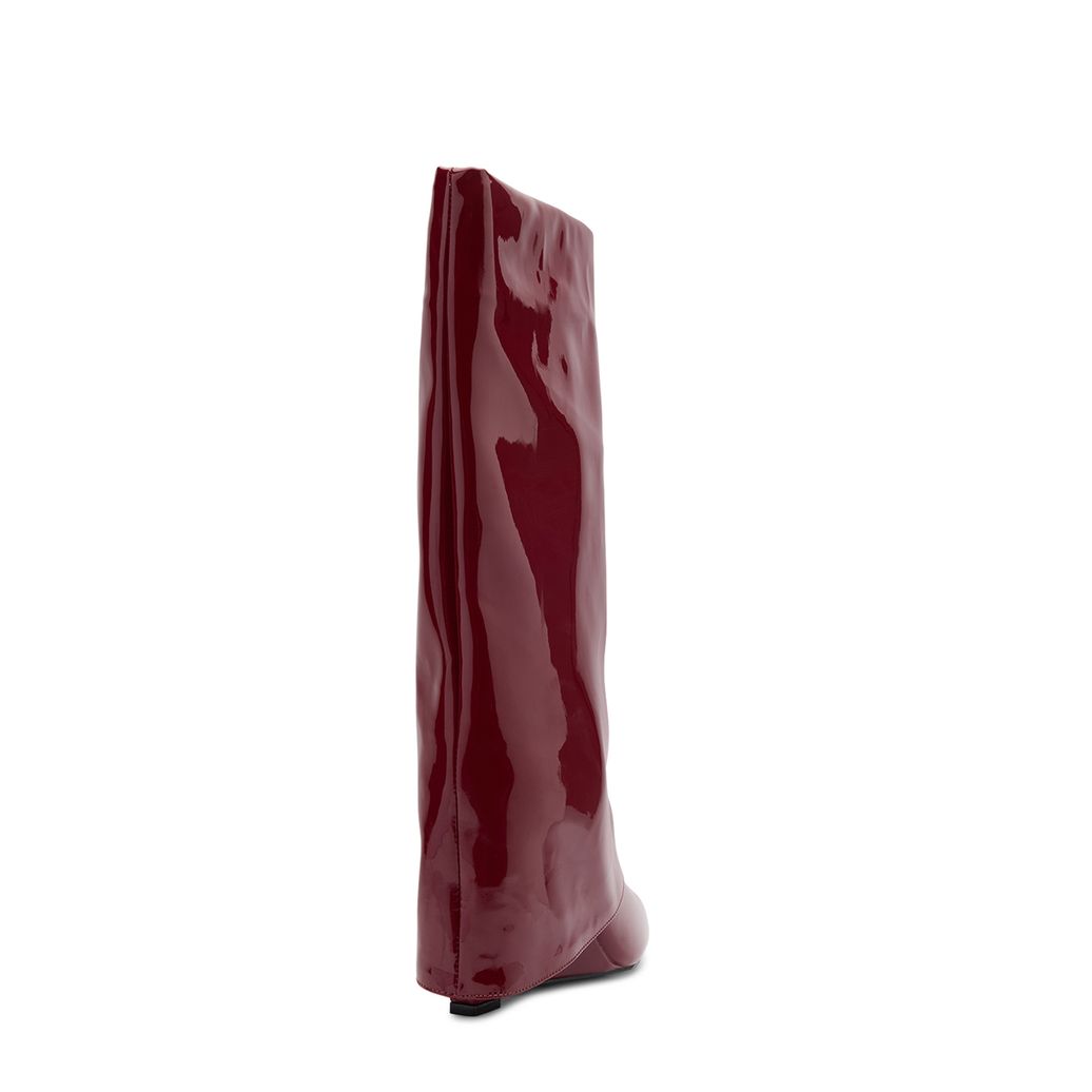 Bottes hautes à talon compensé avec rabat - rouge